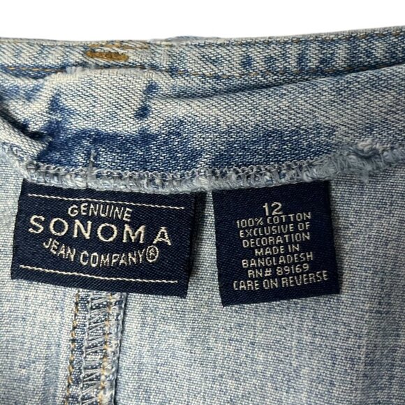 Y2K Vintage Sonoma Women's 12 Denim Maxi Skirt Distressed Raw Hem Prairie Boho - Picture 5 of 9